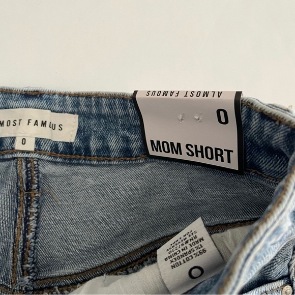 Almost Famous Light Wash Ripped Distressed Mom Jean Denim Shorts - Picture 4 of 7